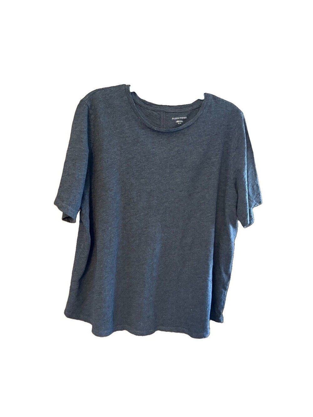 Eileen Fisher XL Charcoal Grey Top Round Neck Short Sleeve Organic Cotton